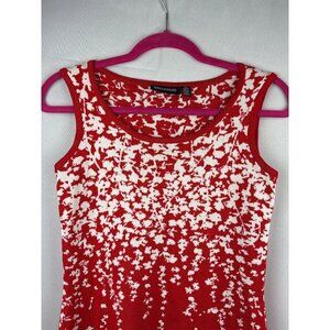Nina Leonard Womens XS Red & White Sleeveless Floral Knit Top